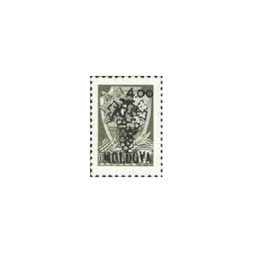 1 عدد  تمبر سری پستی - سورشارژ - 4 روی 1 کوپک - مولداوی 1992
