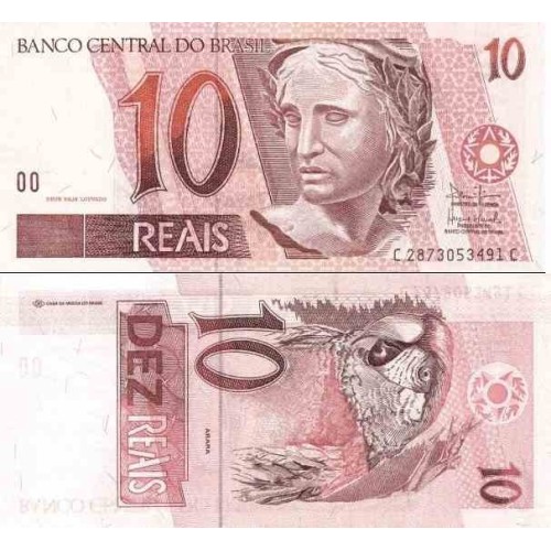 اسکناس 10 ریاس - برزیل 2003 سری CC - سفارشی اسکناس 10 ریاس - برزیل 2003 سری CC - سفارشی
