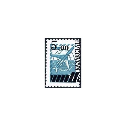 1 عدد  تمبر سری پستی - سورشارژ - 5 روی 6 کوپک - قزاقستان 1992
