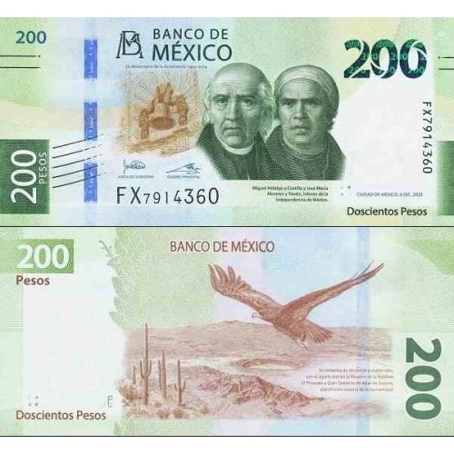 اسکناس 200 پزو - یادبود سی امین سالگرد خودمختاری بانک مکزیک - مکزیک 20 اسکناس 200 پزو - یادبود سی امین سالگرد خودمختاری بانک مکزیک - مکزیک 20
