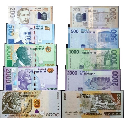 ست اسکناسهای 200 تا 5000 آلبانی سفارشی ست اسکناسهای 200 تا 5000 آلبانی سفارشی