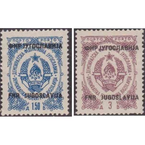 2 عدد تمبر بدهی پستی - سورشارژ روی تمبر 1945 - یوگوسلاوی 1950 2 عدد تمبر بدهی پستی - سورشارژ روی تمبر 1945 - یوگوسلاوی 1950