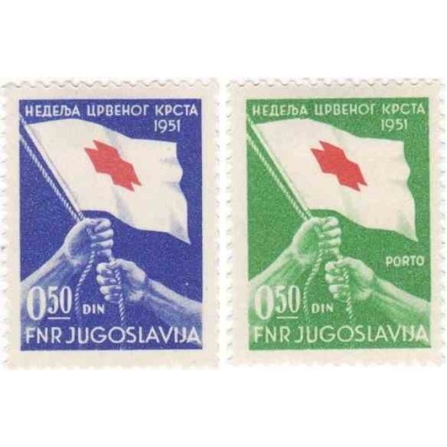 2 عدد تمبر خیریه - هفته صلیب سرخ - یوگوسلاوی 1951 2 عدد تمبر خیریه - هفته صلیب سرخ - یوگوسلاوی 1951