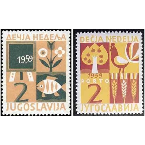 2 عدد تمبر خیریه - مالیات پستی - هفته کودکان - یوگوسلاوی 1959 2 عدد تمبر خیریه - مالیات پستی - هفته کودکان - یوگوسلاوی 1959