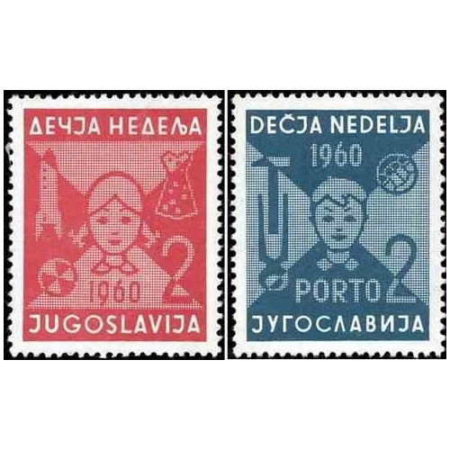 2 عدد تمبر مالیات پستی - هفته کودکان - یوگوسلاوی 1960 2 عدد تمبر مالیات پستی - هفته کودکان - یوگوسلاوی 1960