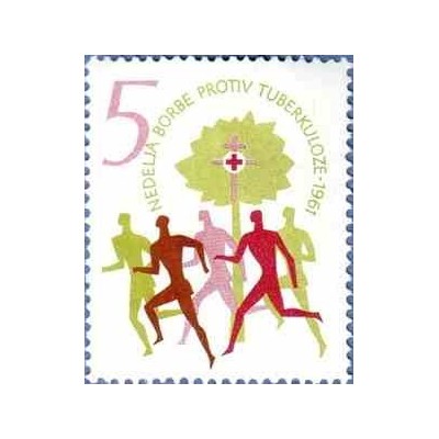 1 عدد تمبر مالیات پستی - صلیب سرخ  هفته مبارزه با سل - یوگوسلاوی 1961
