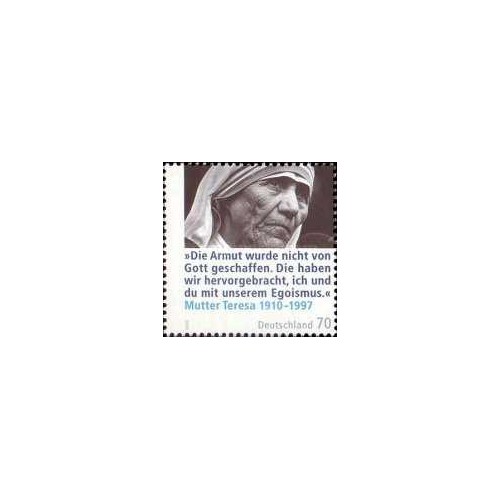 1 عدد  تمبر صدمین سالگرد تولد مادر ترزا - جمهوری فدرال آلمان 2010