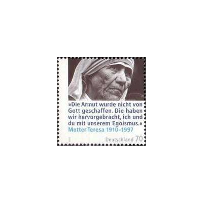 1 عدد  تمبر صدمین سالگرد تولد مادر ترزا - جمهوری فدرال آلمان 2010