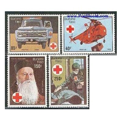 4 عدد تمبر 75 سال صلیب سرخ - بورکینافاسو 1985