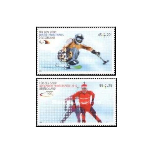 2 عدد  تمبر بازی های المپیک زمستانی - ونکوور، کانادا - جمهوری فدرال آلمان 2010