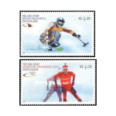 2 عدد  تمبر بازی های المپیک زمستانی - ونکوور، کانادا - جمهوری فدرال آلمان 2010