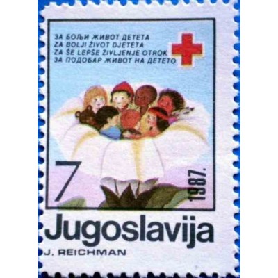 1 عدد تمبر مالیات پستی (تمبر خیریه) - هفته صلیب سرخ  - 7 دینار - یوگوسلاوی 1987