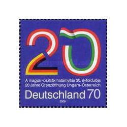 1 عدد  تمبر بیستمین سالگرد گشایش مرز مجارستان و اتریش - جمهوری فدرال آلمان 2009