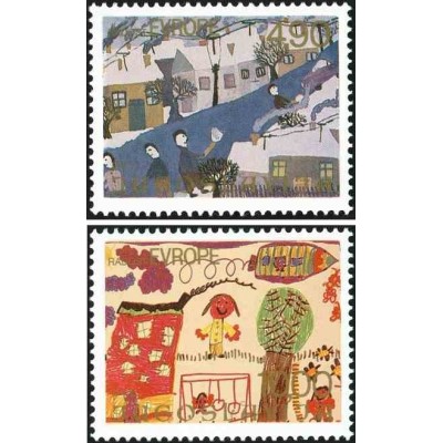 2 عدد تمبر شادی اروپا - نقاشی‌های کودکان - یوگوسلاوی 1979