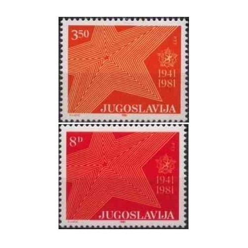 2 عدد تمبر چهلمین سالگرد مقاومت علیه اشغالگری - یوگوسلاوی 1981