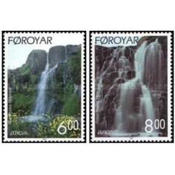 2 عدد  تمبر مشترک اروپا - Europa Cept- ذخیره‌گاه‌های طبیعی و پارک‌ها - جزایر فارو 1999