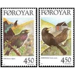2 عدد  تمبر پرندگان مقیم - جزایر فارو 1998
