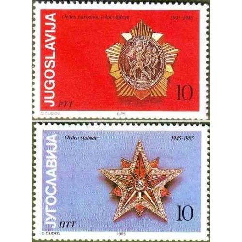 2 عدد تمبر چهلمین سالگرد پیروزی - یوگوسلاوی 1985