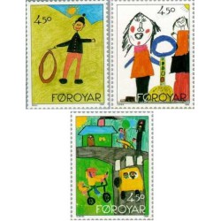 3 عدد  تمبرNORDATLANTEX 96. نقاشی های کشیده شده توسط کودکان  - جزایر فارو 1996