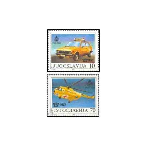 2 عدد تمبر چهلمین سالگرد «اتو موتو ساوز یوگسلاوی» (AMSJ) - یوگوسلاوی 1986