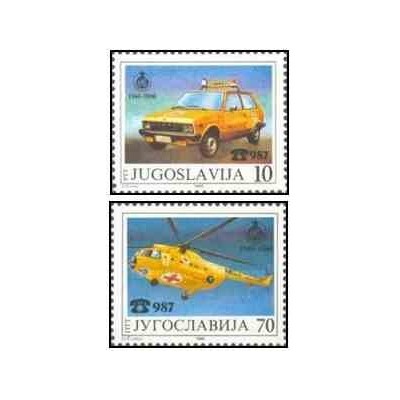 2 عدد تمبر چهلمین سالگرد «اتو موتو ساوز یوگسلاوی» (AMSJ) - یوگوسلاوی 1986