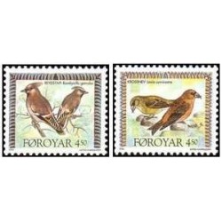 2 عدد  تمبر تاخت و تاز پرندگان  - جزایر فارو 1996