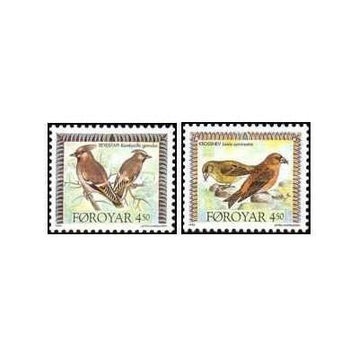 2 عدد  تمبر تاخت و تاز پرندگان  - جزایر فارو 1996