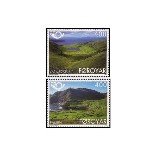 2 عدد  تمبر نسخه شمالی - گردشگری  - جزایر فارو 1995