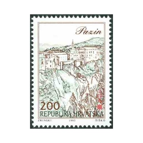 1 عدد تمبر سری پستی شهرهای کرواسی - پازن - 200D - کرواسی 1993