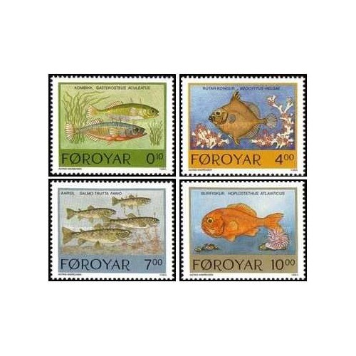 4 عدد  تمبر ماهیها - جزایر فارو 1994 قیمت 5.6 دلار