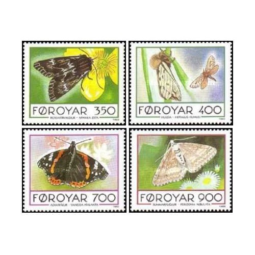4 عدد  تمبر پروانه های فاروئی - جزایر فارو 1993 قیمت 6.5 دلار