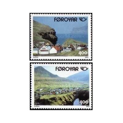 2 عدد  تمبر نسخه شمالی - گردشگری - جزایر فارو 1993