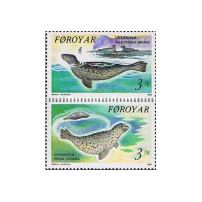 2 عدد  تمبر فوکها - جزایر فارو 1992