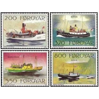 4 عدد  تمبر قایق های پستی - جزایر فارو 1992