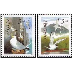 2 عدد  تمبرپرندگان فاروئی - ترن قطب شمال ترن و کیتی واک - جزایر فارو 1991