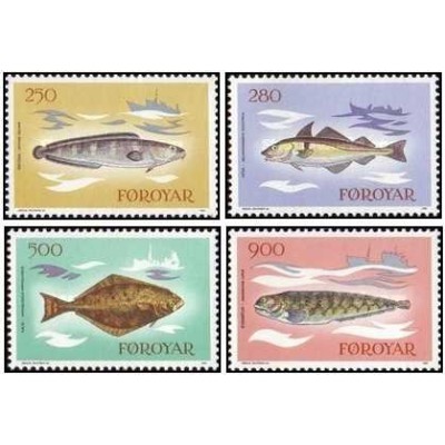 4 عدد  تمبر صنعت ماهیگیری - جزایر فارو 1983