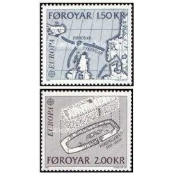 2 عدد  تمبر مشترک اروپا - Europa Cept - رویدادهای تاریخی - جزایر فارو 1982