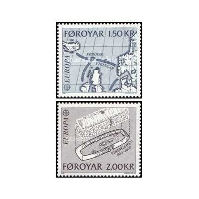 2 عدد  تمبر مشترک اروپا - Europa Cept - رویدادهای تاریخی - جزایر فارو 1982
