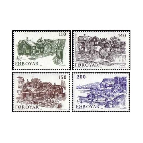 4 عدد  تمبر تورشان قدیم - جزایر فارو 1981