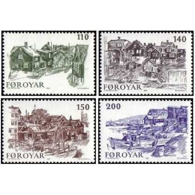 4 عدد  تمبر تورشان قدیم - جزایر فارو 1981
