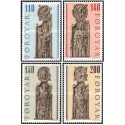 4 عدد  تمبر ستون های کلیسای کرکجوبور - جزایر فارو 1980