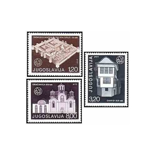 3 عدد تمبر سال میراث معماری اروپا - یوگسلاوی 1975