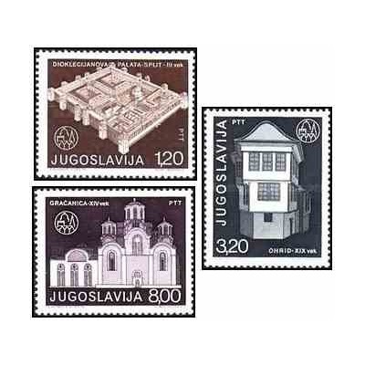 3 عدد تمبر سال میراث معماری اروپا - یوگسلاوی 1975