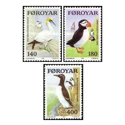 3 عدد  تمبر پرندگان دریایی - جزایر فارو 1978