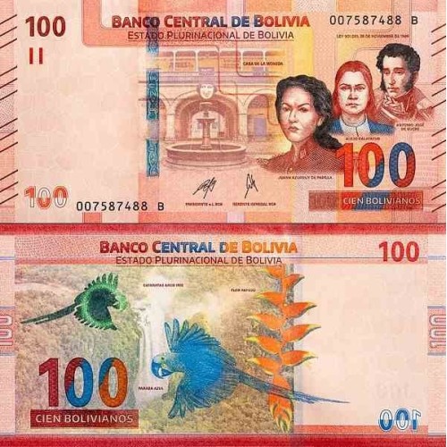 اسکناس 100 بولیویانوس - بولیوی 2018 سفارشی