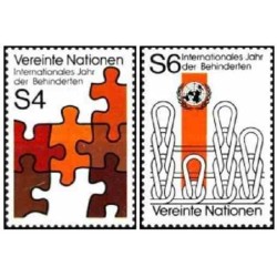 2 عدد تمبر سال جهانی معلولین - وین سازمان ملل 1981