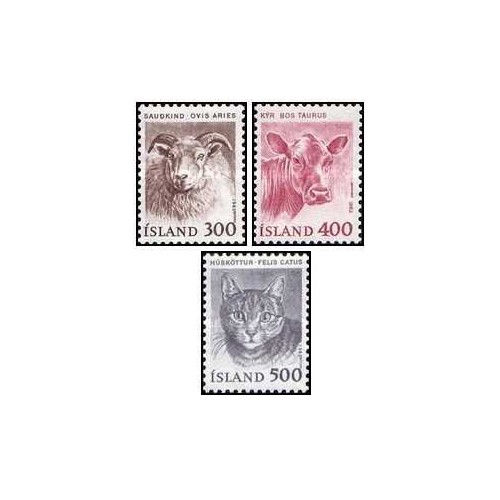 3 عدد  تمبر سری پستی - حیوانات اهلی - ایسلند 1982