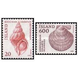 2 عدد  تمبر سری پستی - جانوران - زندگی دریایی - ایسلند 1982