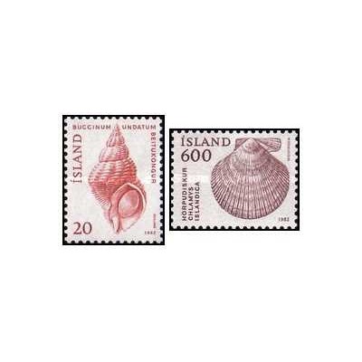 2 عدد  تمبر سری پستی - جانوران - زندگی دریایی - ایسلند 1982