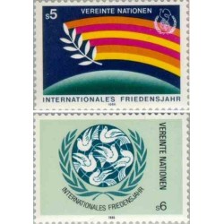 2 عدد تمبر سال جهانی صلح - وین سازمان ملل 1986